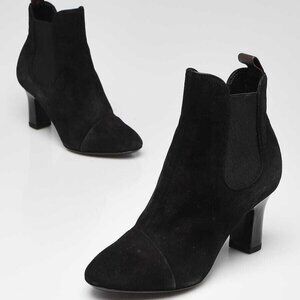 Louis Vuitton Black Suede and Monogram Coated Canvas Silhouette Ankle Boots